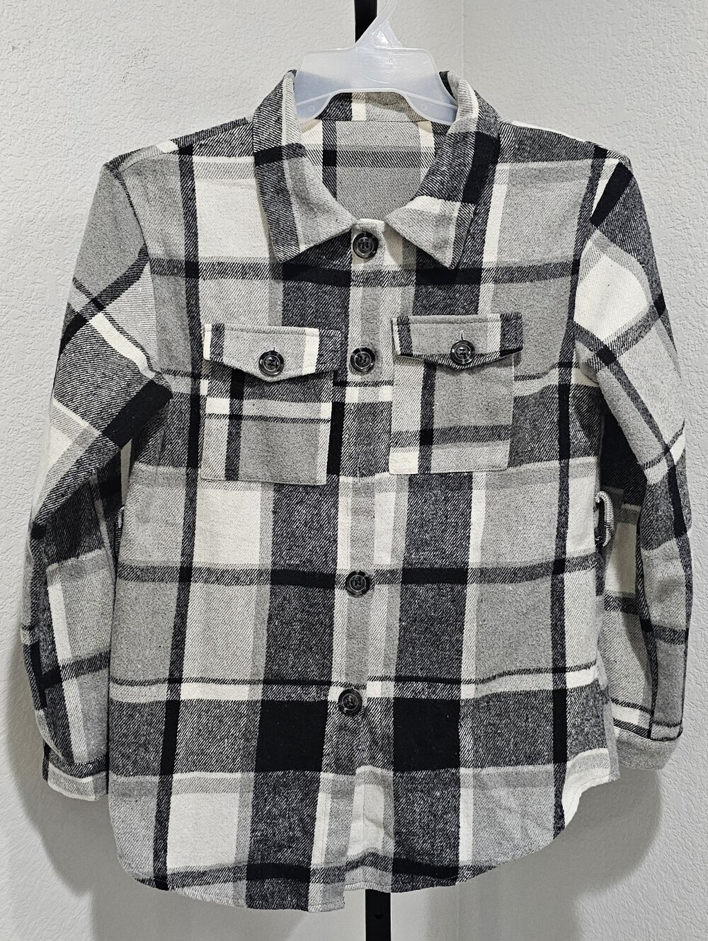White Plaid Button-Up Shirt